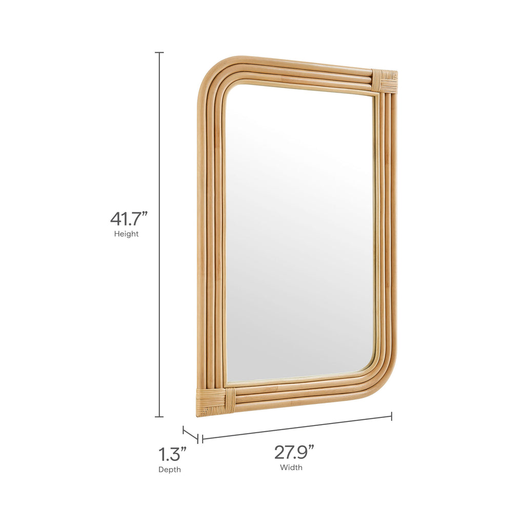 Corsica Curved Rectangle Rattan Wall Mirror