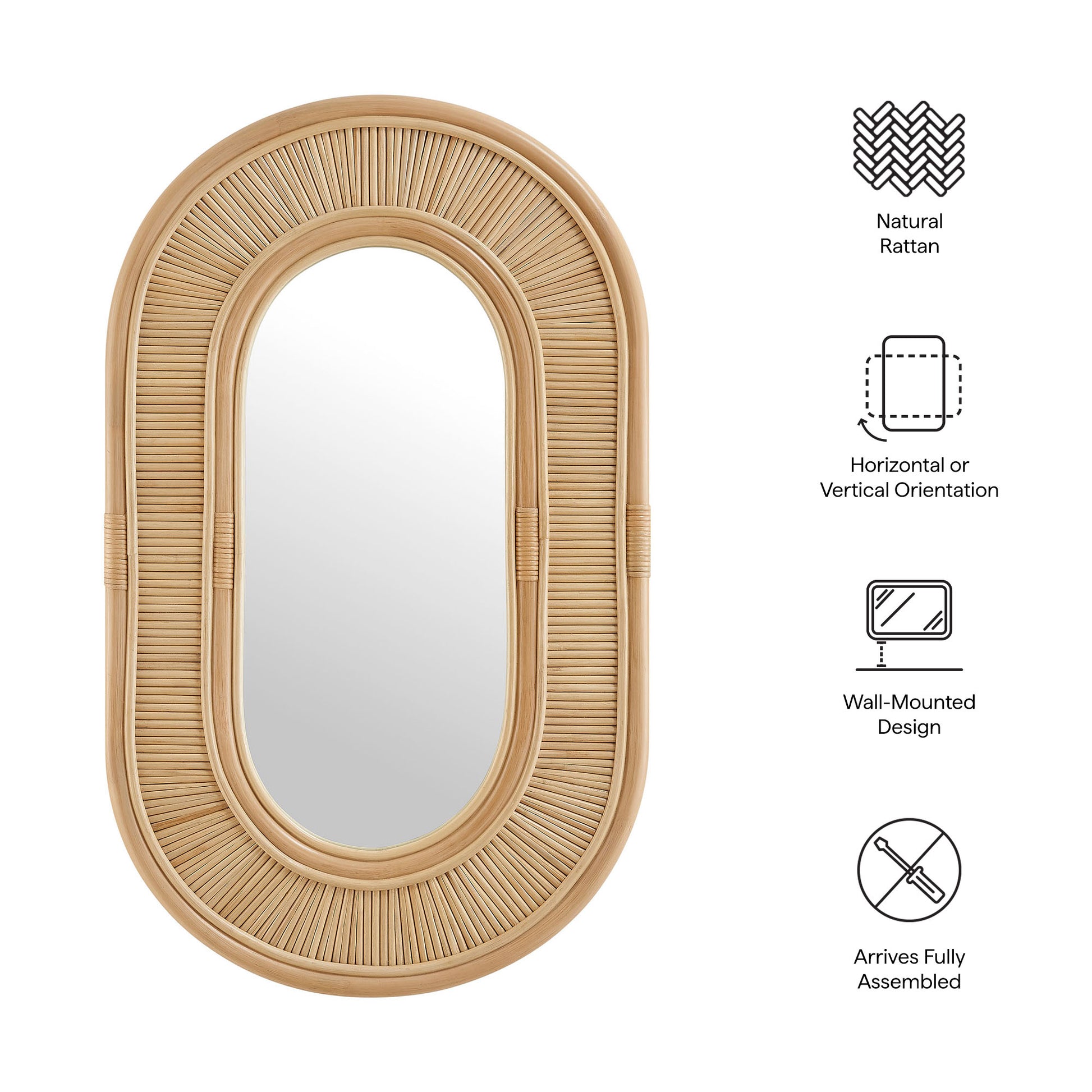 Sovana Oval Rattan Wall Mirror