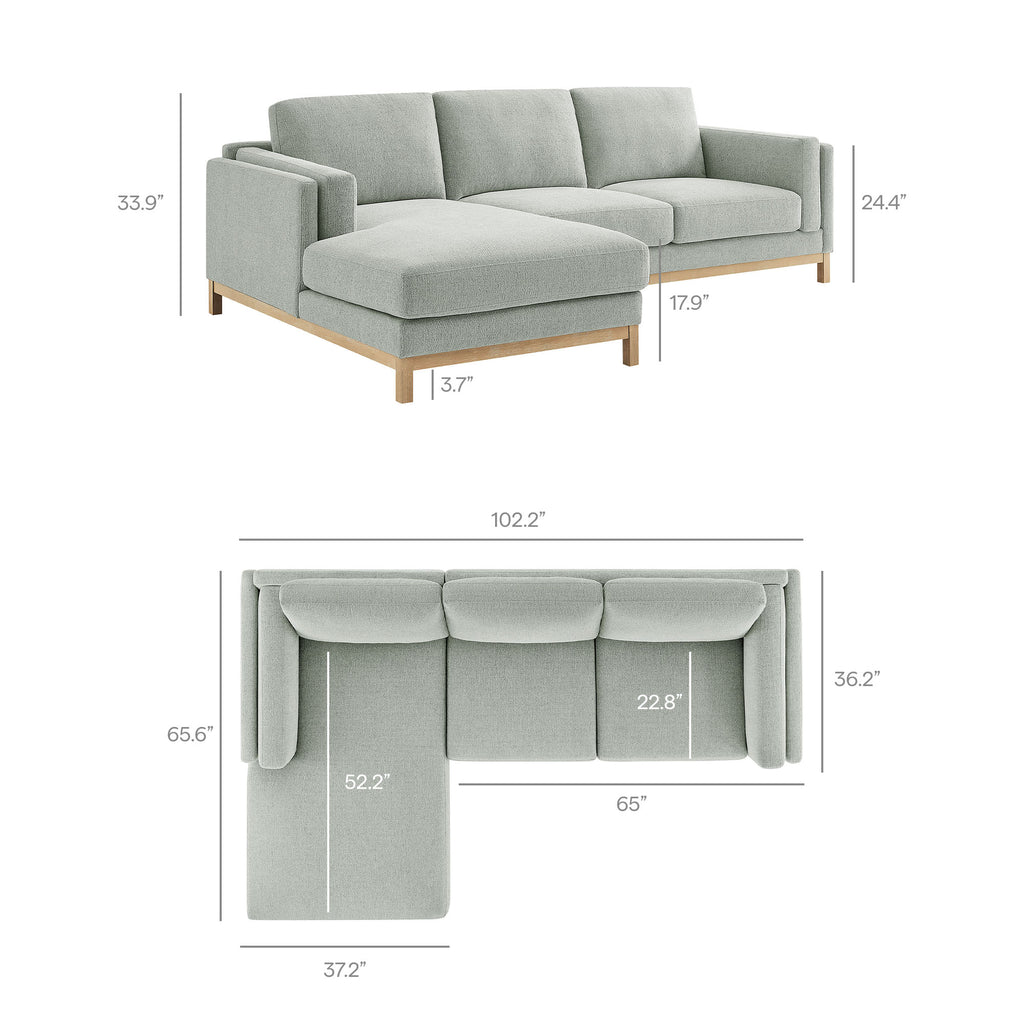 Roscoe Left-Facing Fabric Sectional sofá with Chaise