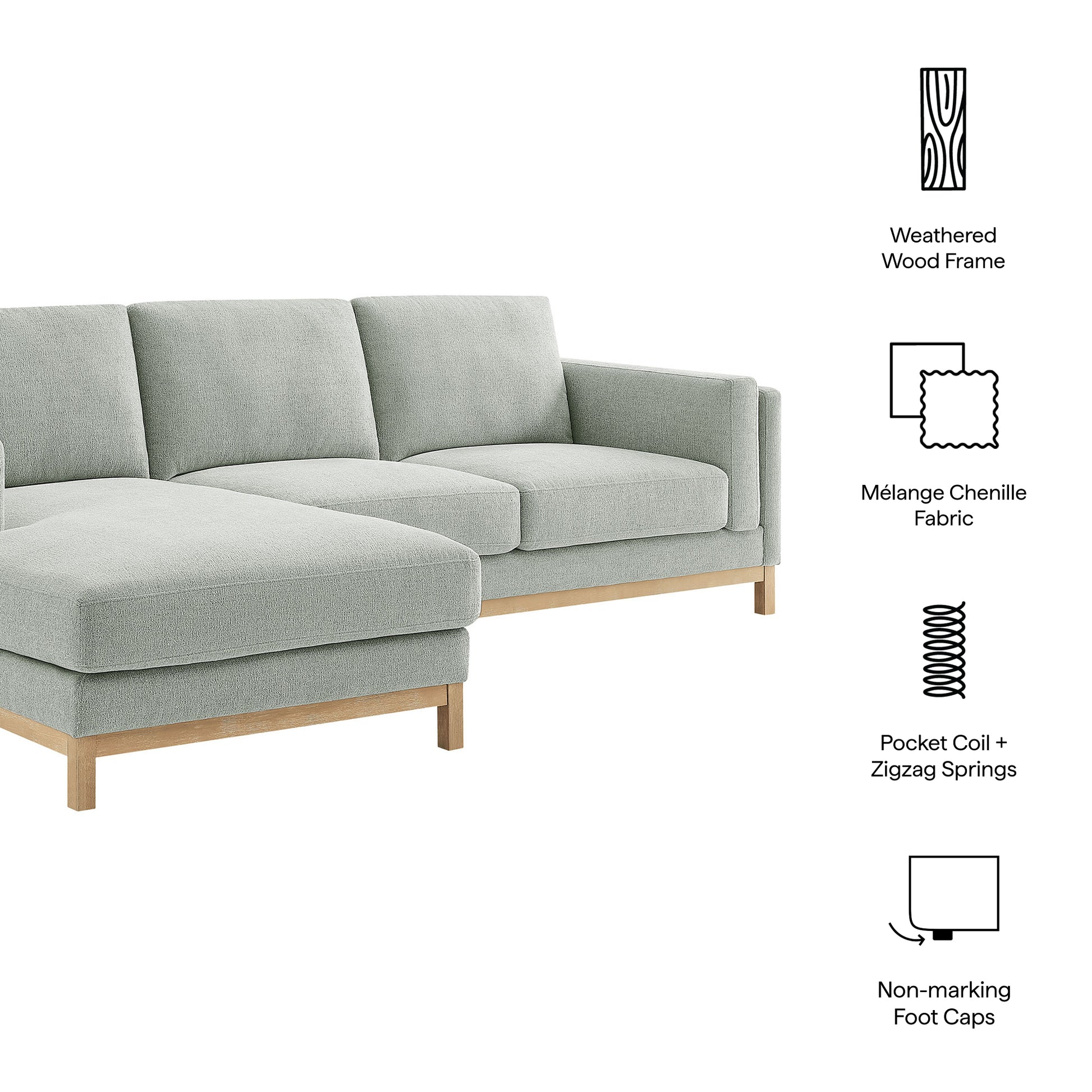 Roscoe Left-Facing Fabric Sectional sofá with Chaise
