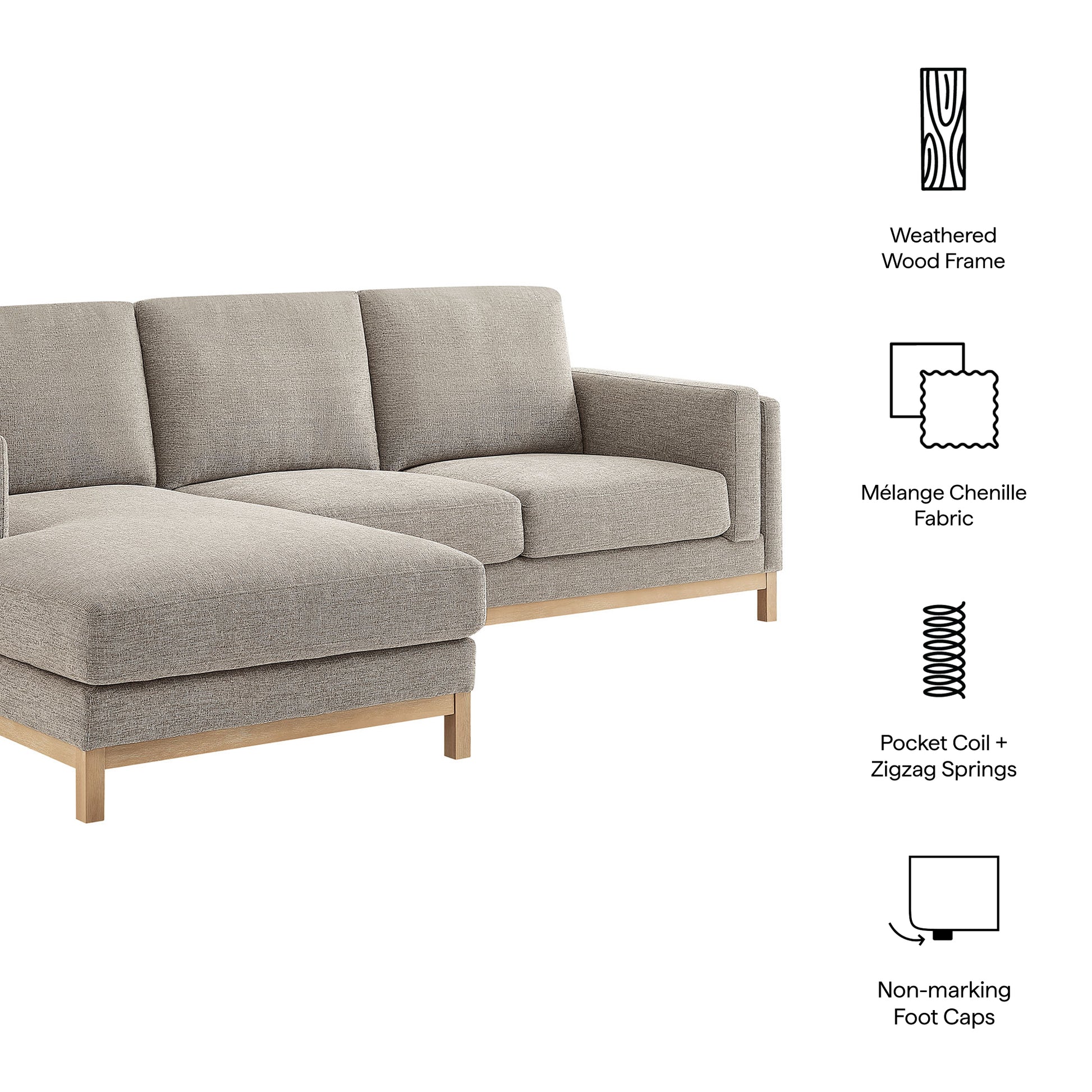 Roscoe Left-Facing Fabric Sectional sofá with Chaise