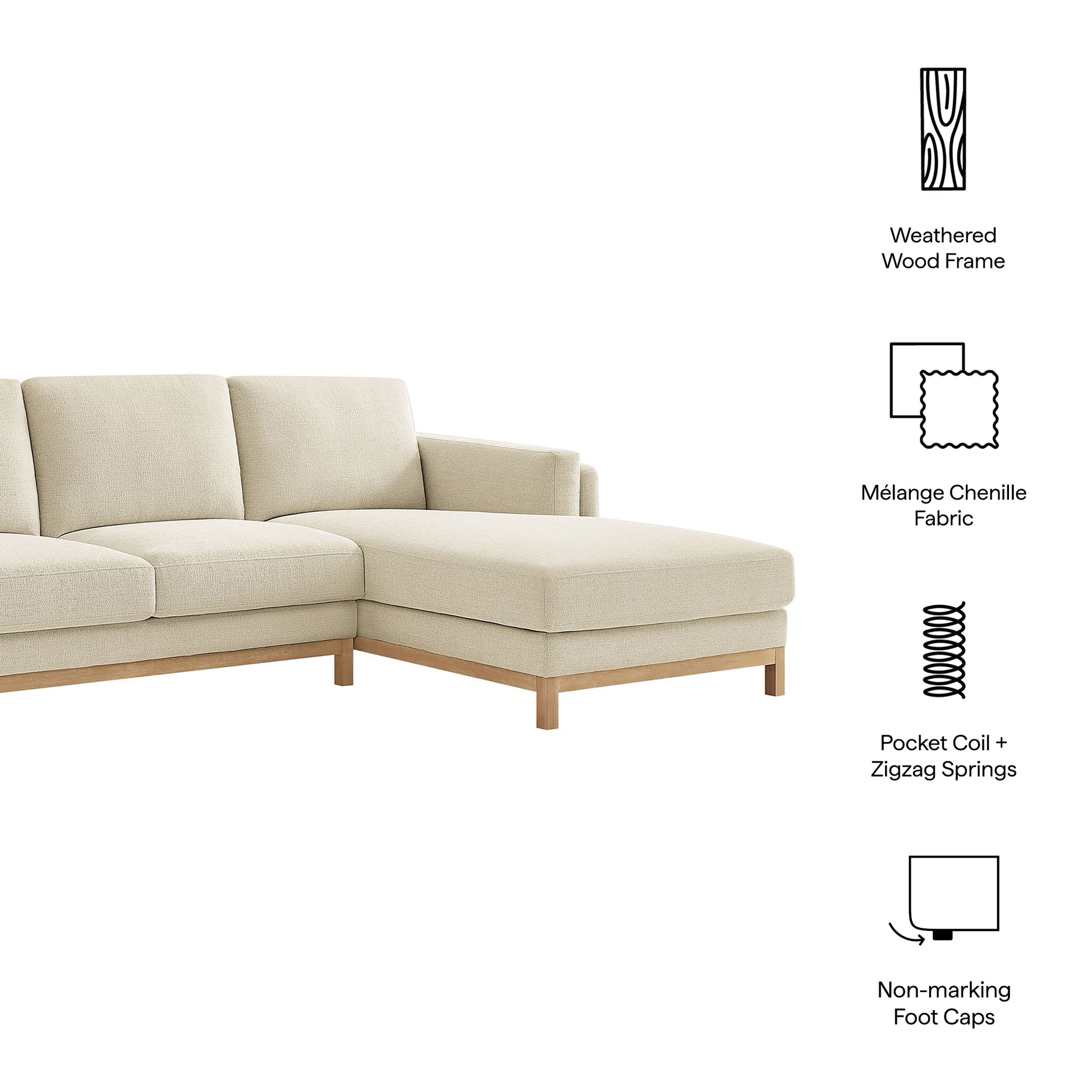 Roscoe Right-Facing Fabric Sectional sofá with Chaise