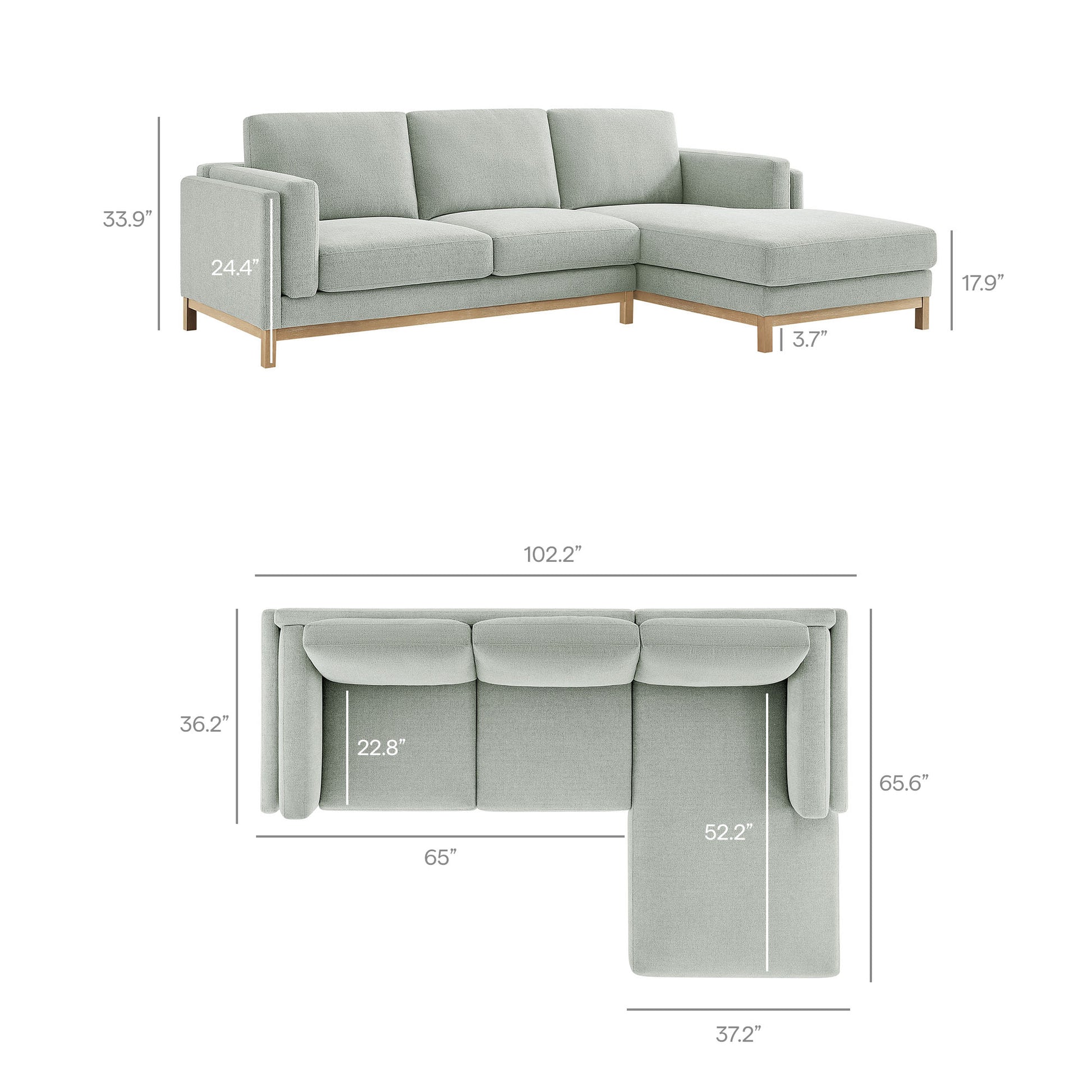 Roscoe Right-Facing Fabric Sectional sofá with Chaise