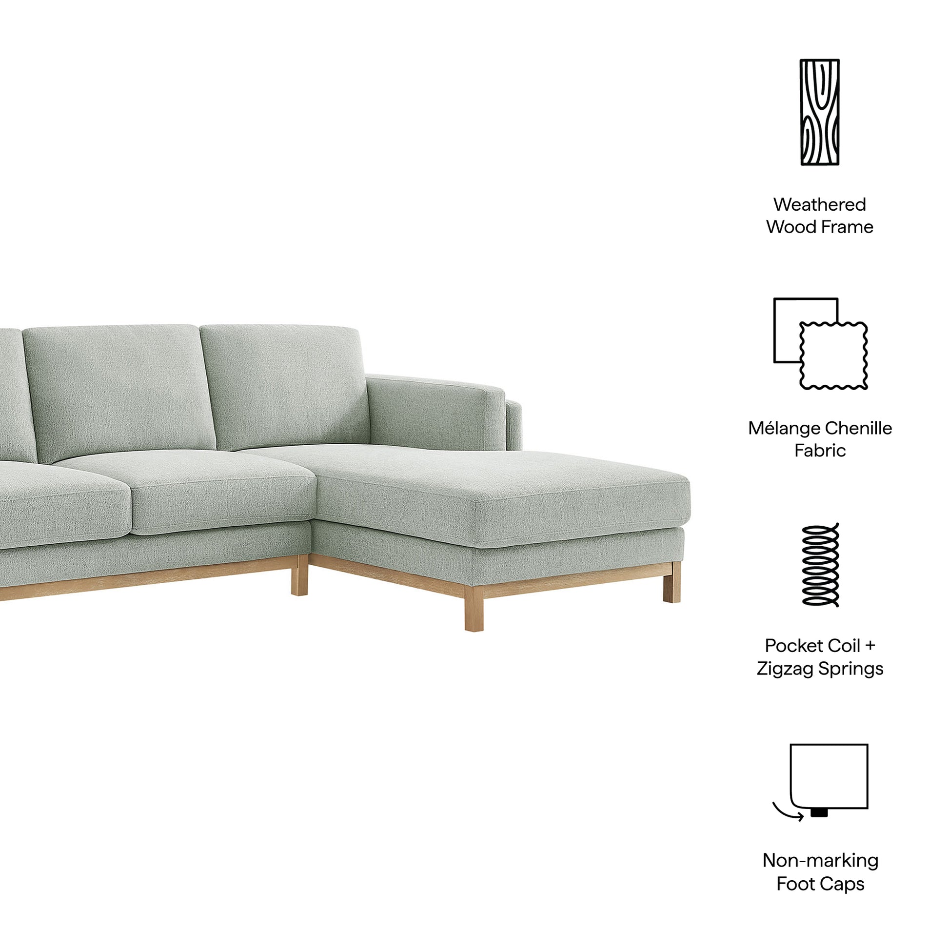Roscoe Right-Facing Fabric Sectional sofá with Chaise