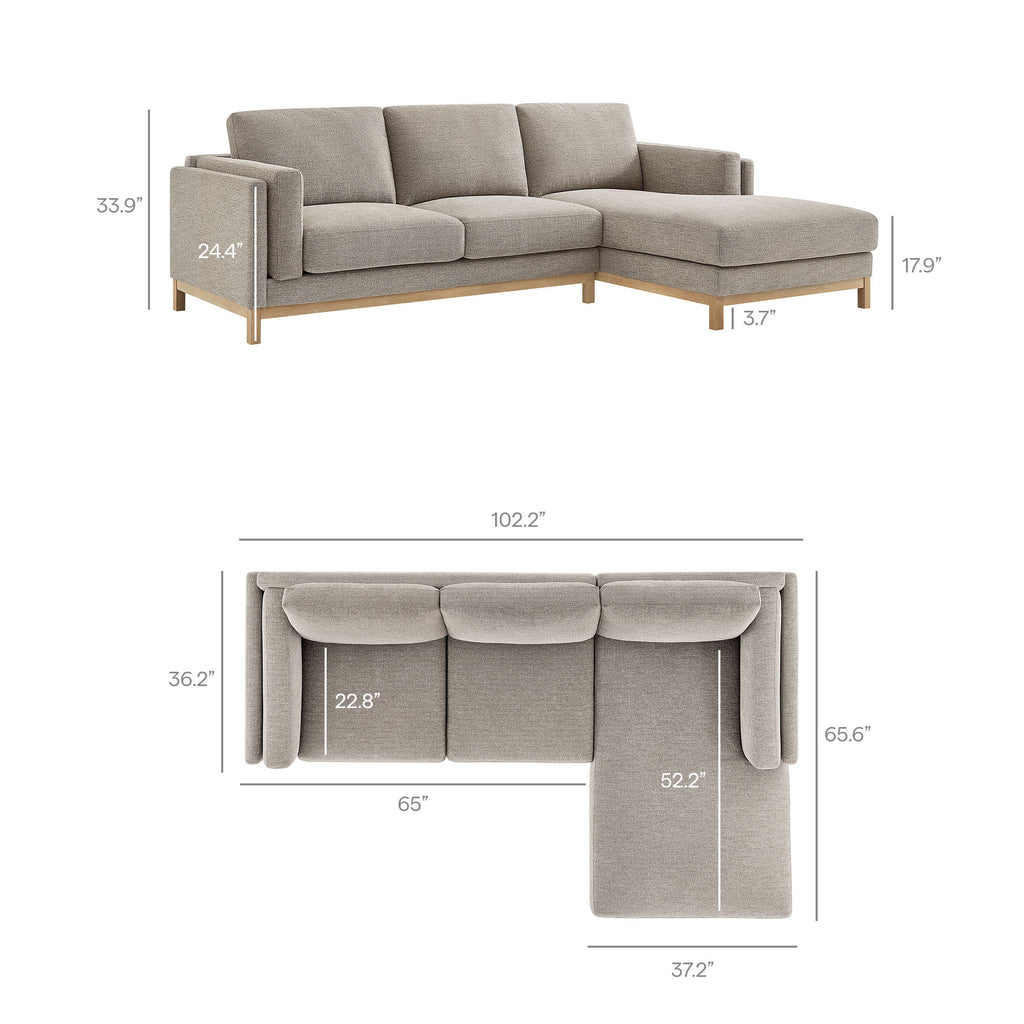 Roscoe Right-Facing Fabric Sectional sofá with Chaise