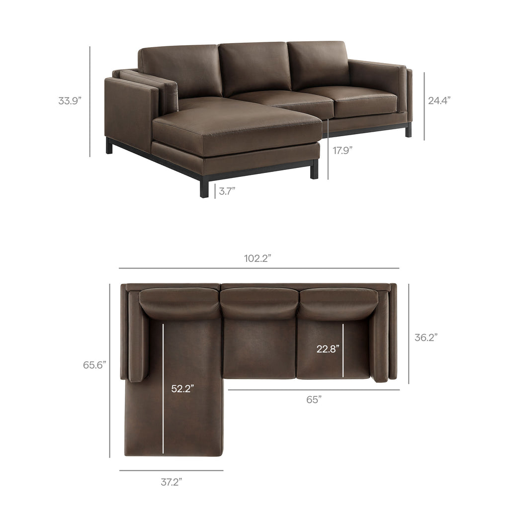Roscoe Left-Facing Vegan Leather Sectional sofá with Chaise