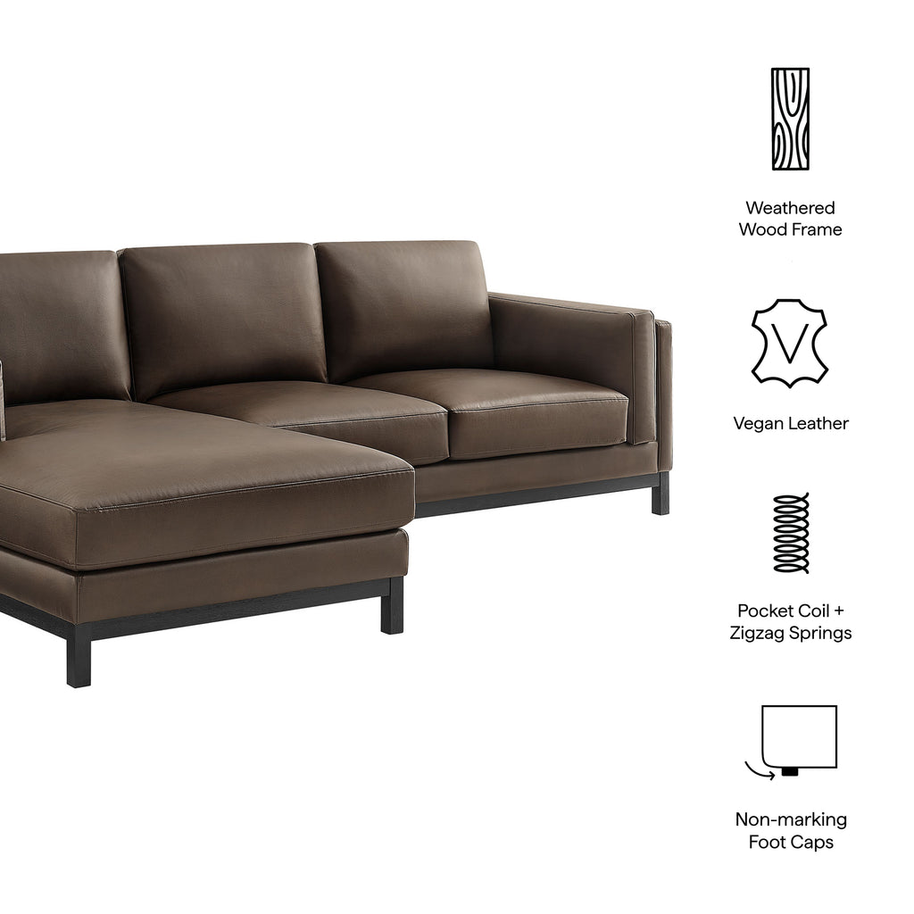 Roscoe Left-Facing Vegan Leather Sectional sofá with Chaise