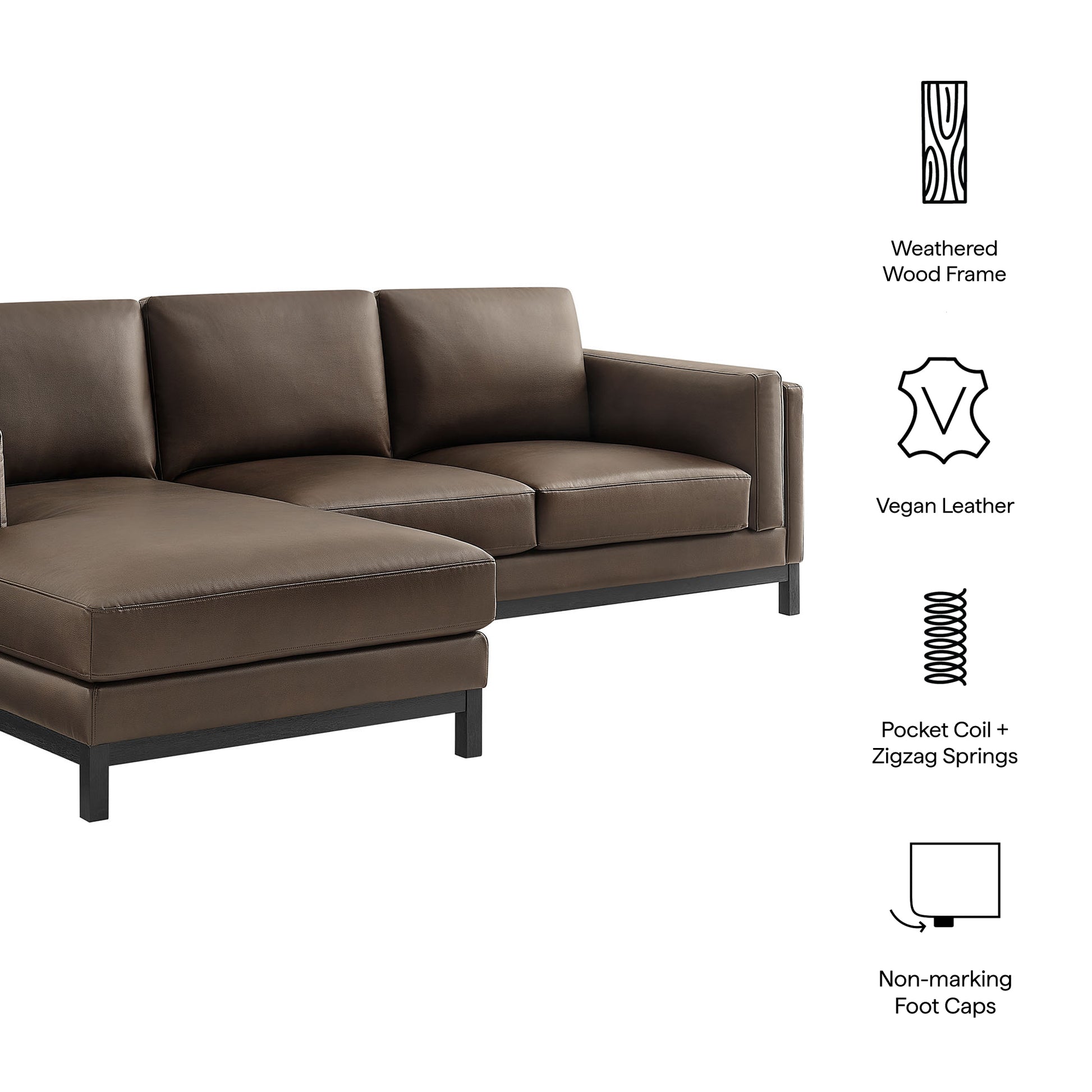 Roscoe Left-Facing Vegan Leather Sectional sofá with Chaise