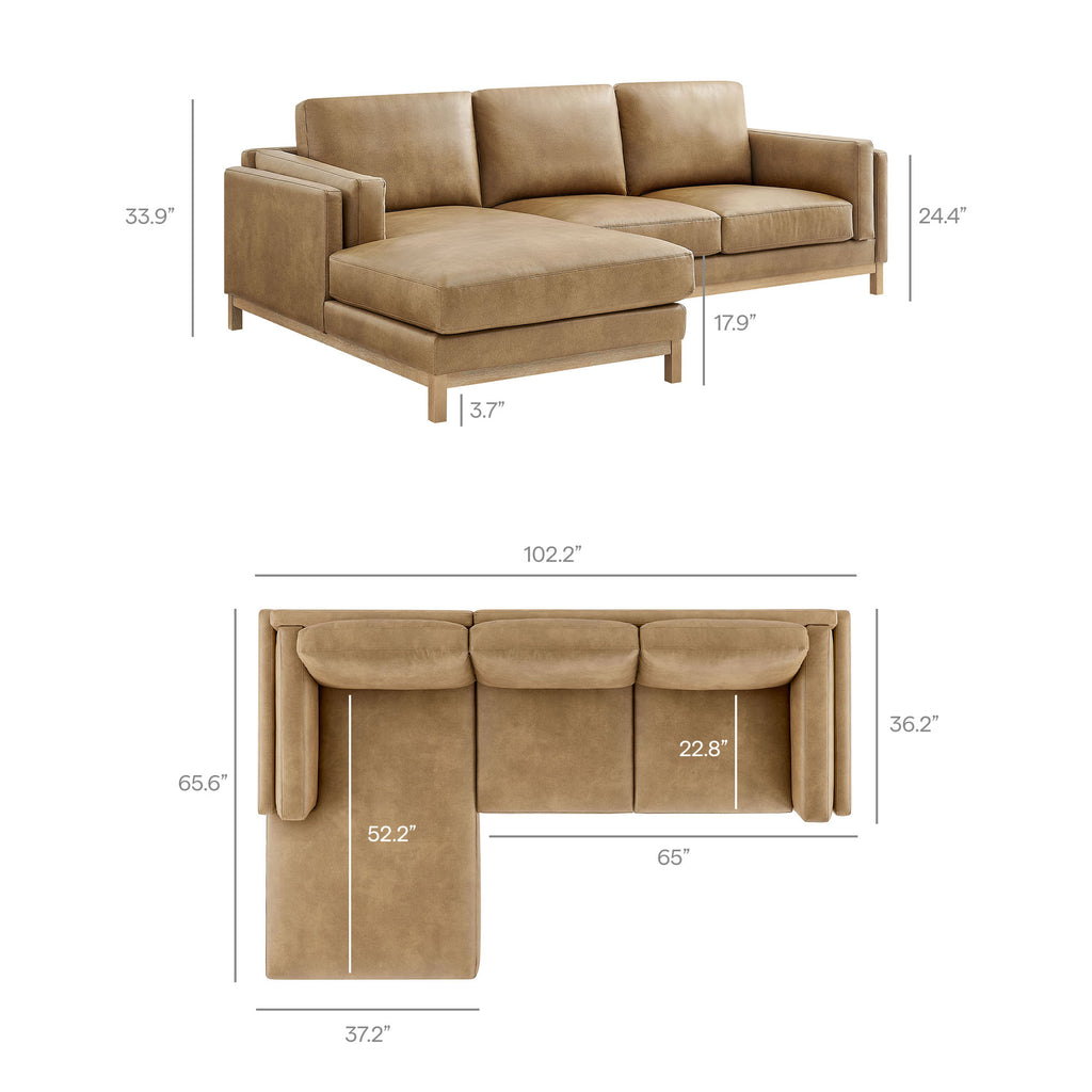 Roscoe Left-Facing Vegan Leather Sectional sofá with Chaise
