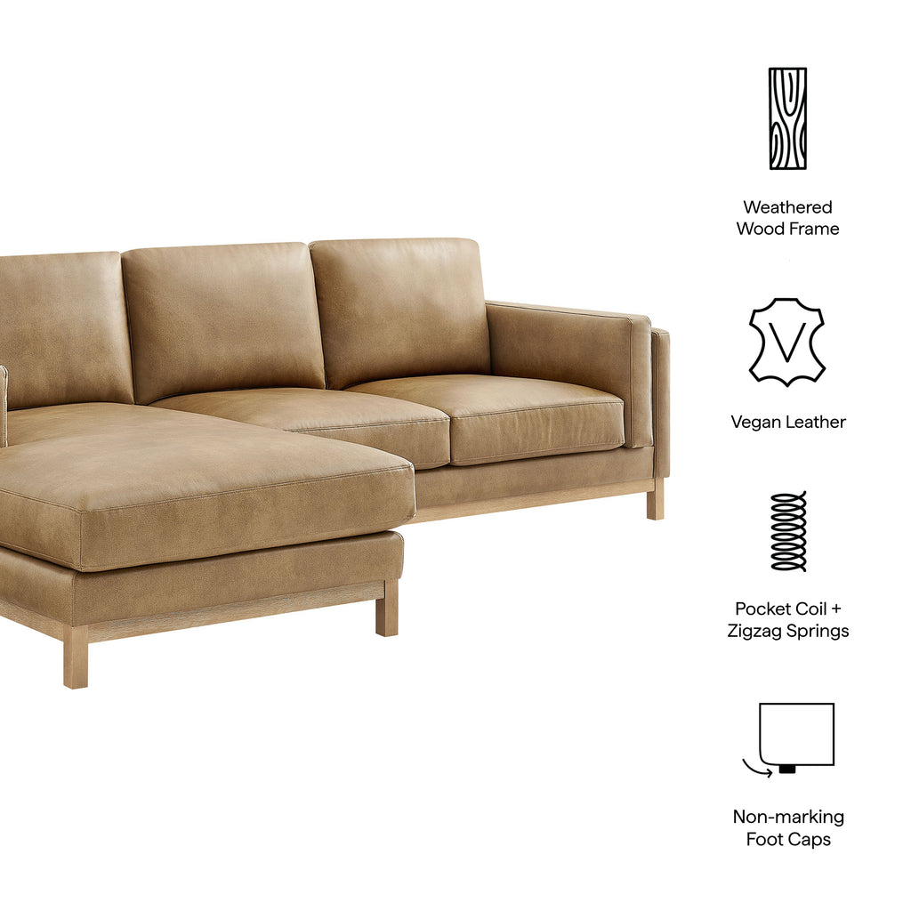 Roscoe Left-Facing Vegan Leather Sectional sofá with Chaise