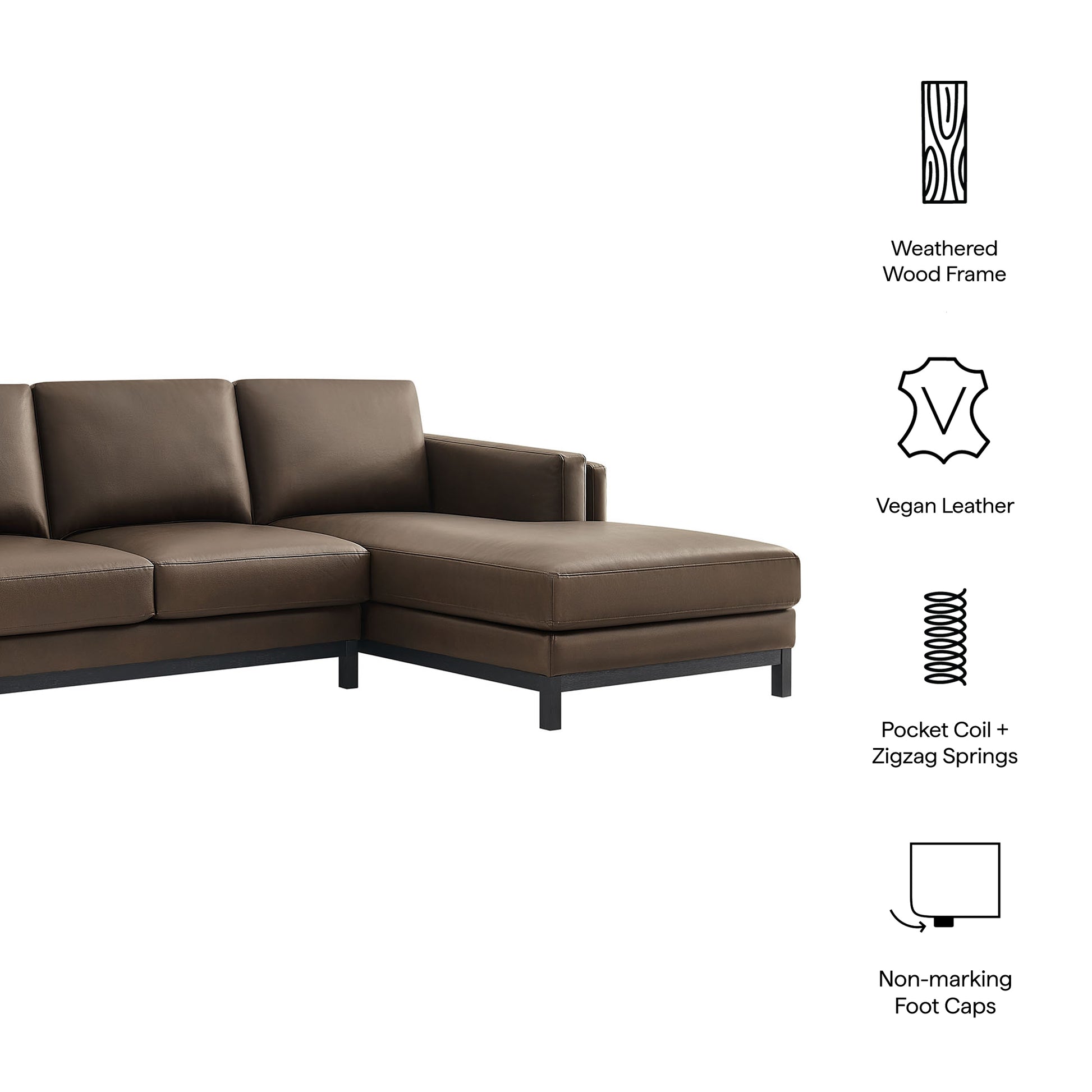 Roscoe Right-Facing Vegan Leather Sectional sofá with Chaise