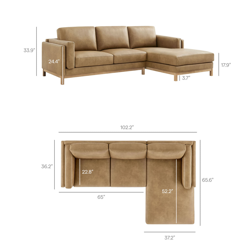 Roscoe Right-Facing Vegan Leather Sectional sofá with Chaise