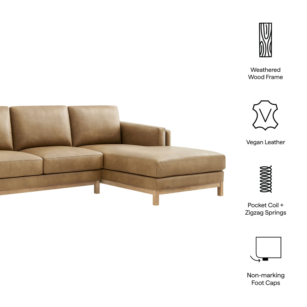 Roscoe Right-Facing Vegan Leather Sectional sofá with Chaise