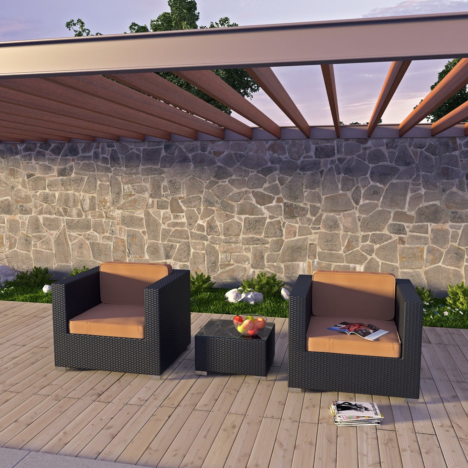 Burrow 3 Piece Outdoor Patio sofá Set