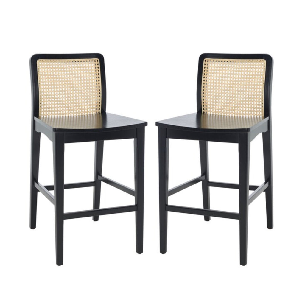 Benicio Rattan Negro Counter Stool Set de 2
