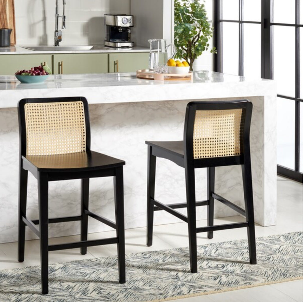Benicio Rattan Negro Counter Stool Set de 2