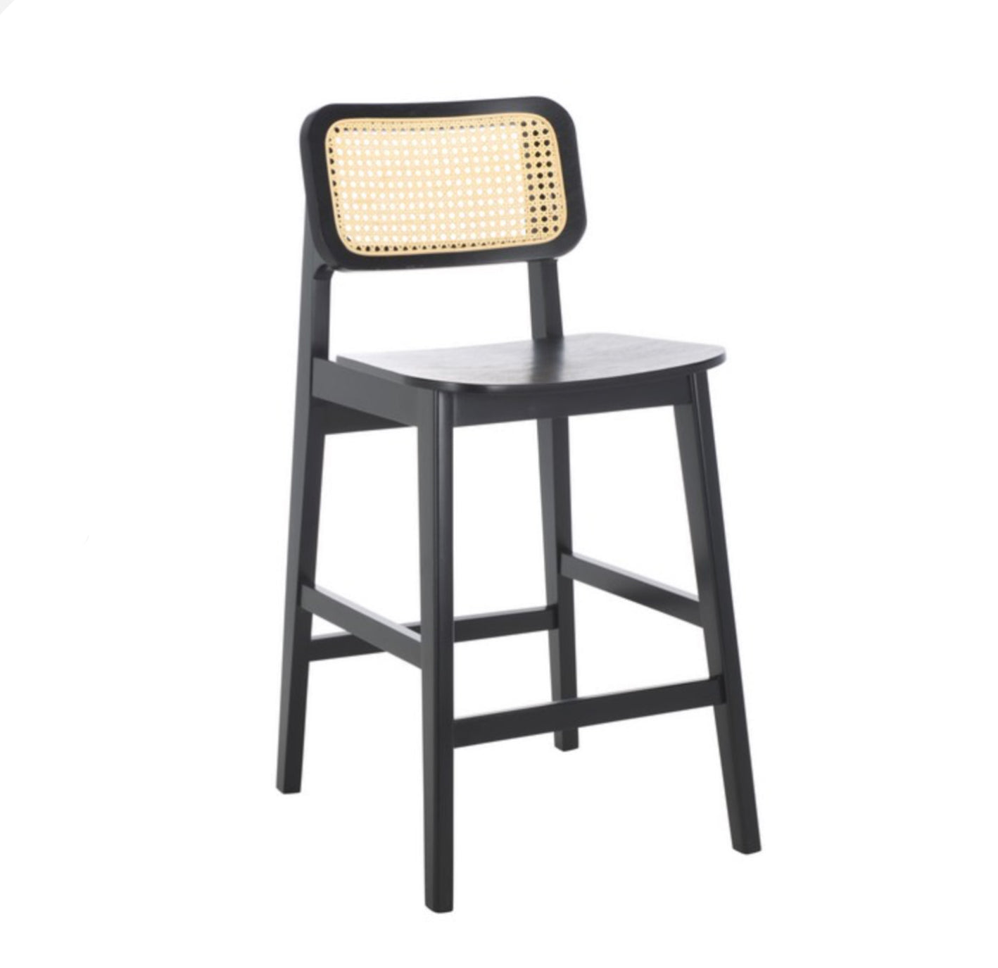 Luz Cane Rattan Negro Counter Stool