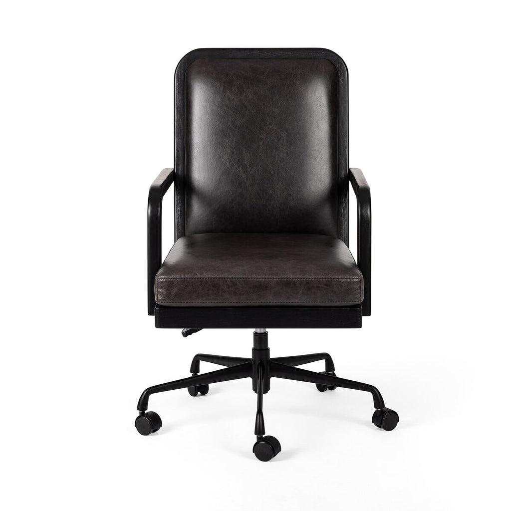 Lacey Cuero Top Negro Silla de Escritorio