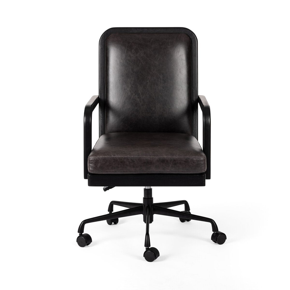 Lacey Cuero Top Negro Silla de Escritorio