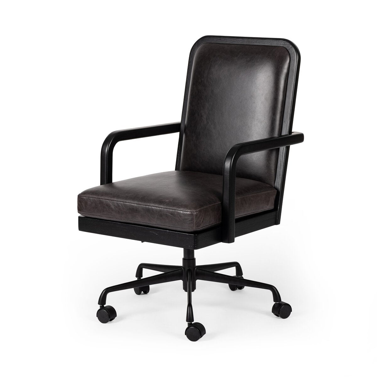 Lacey Cuero Top Negro Silla de Escritorio