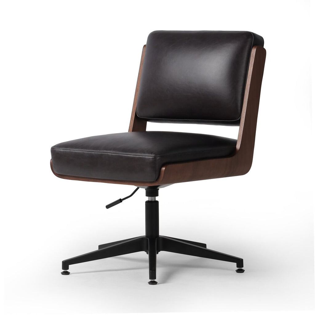 Landon Cuero Top Negro Silla de Escritorio