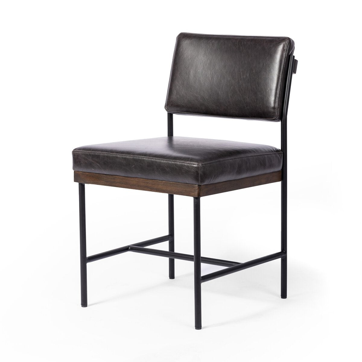 Benton Cuero Top Negro Silla de comedor