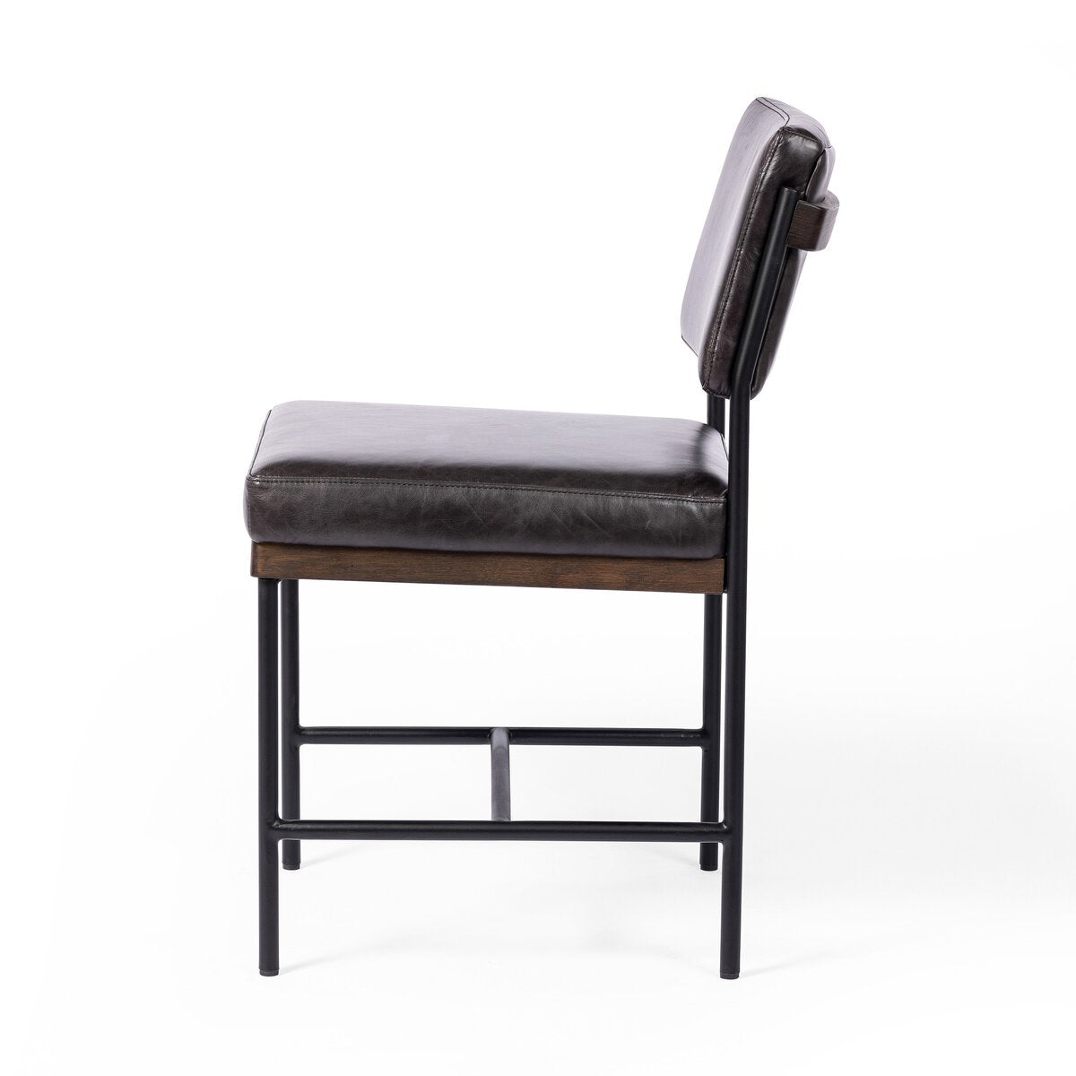 Benton Cuero Top Negro Silla de comedor