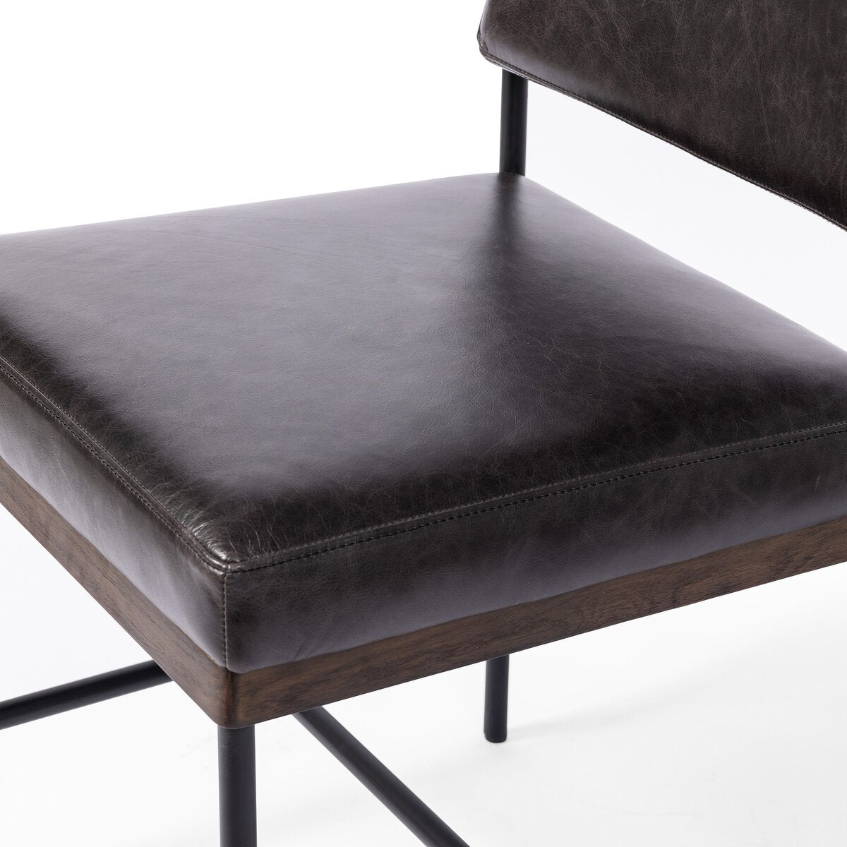 Benton Cuero Top Negro Silla de comedor
