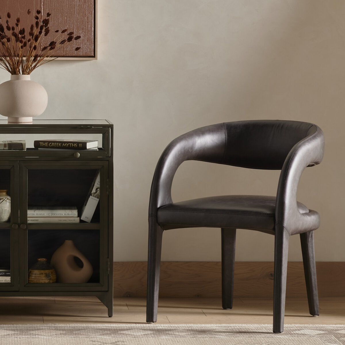 Hawkins Cuero Top Negro Silla de Comedor