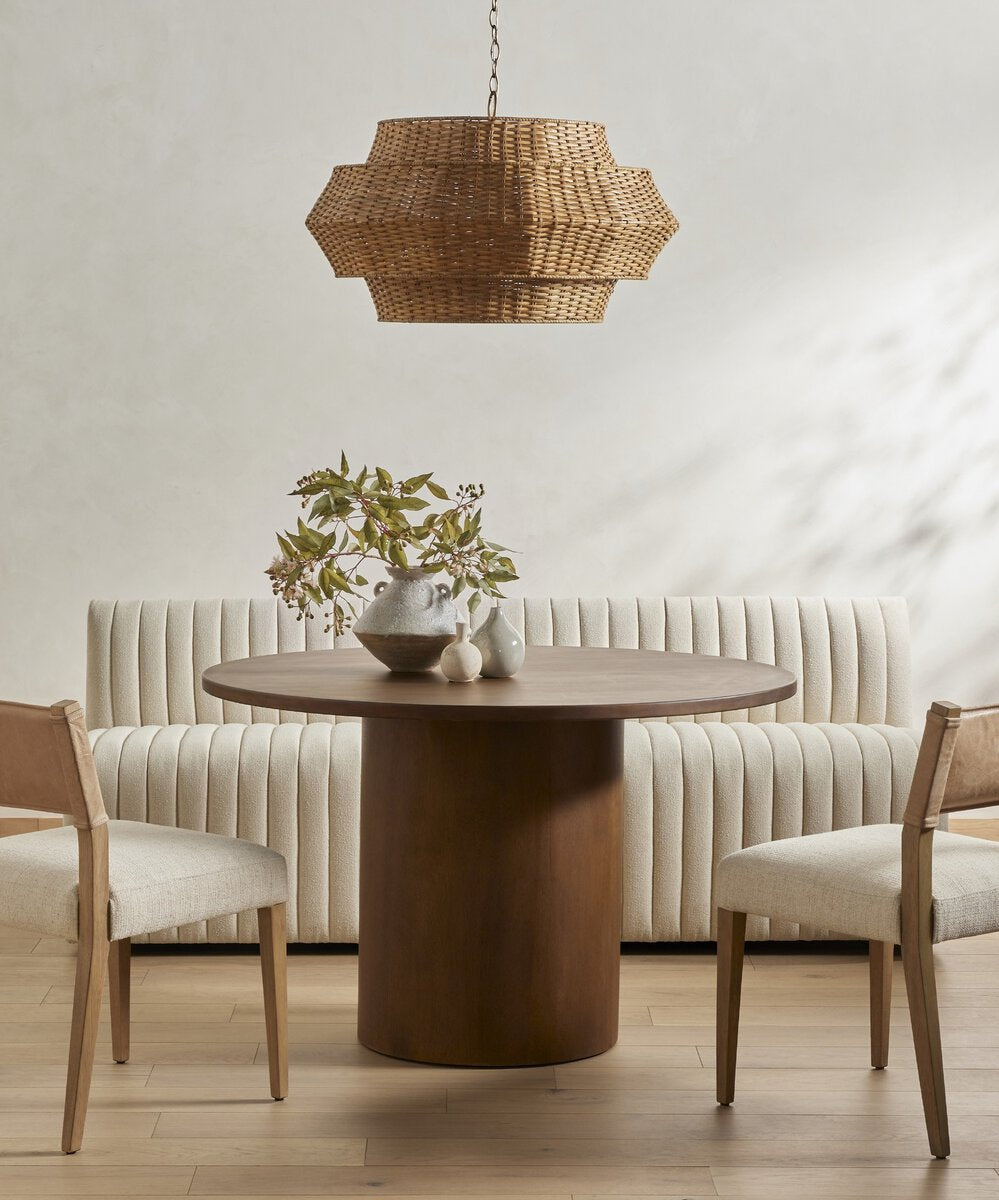 Ferris Cuero Top / Lino Crema Silla de Comedor