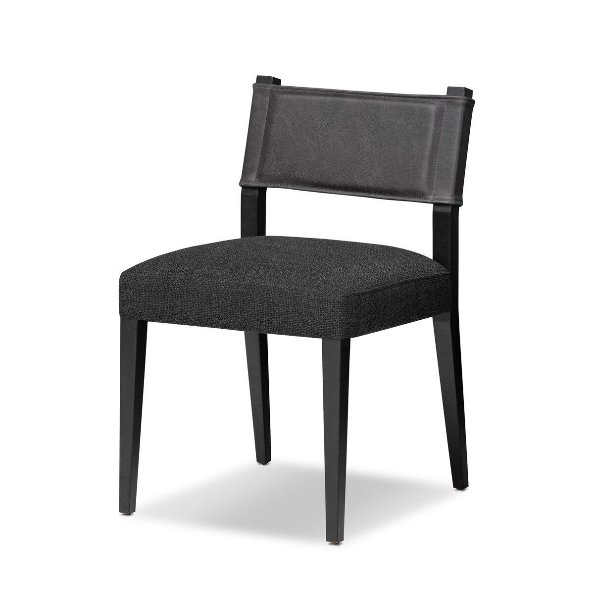 Ferris Cuero Top / Lino Negro Silla de Comedor