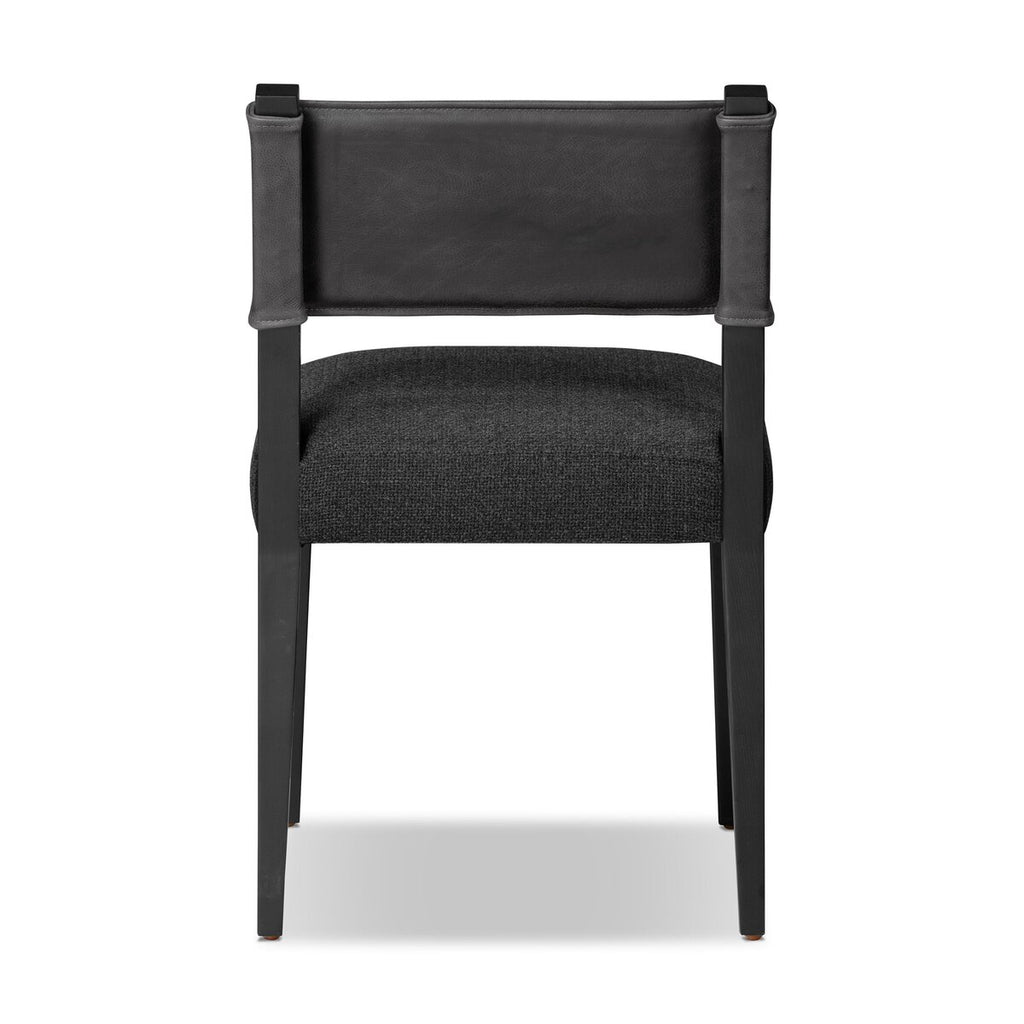 Ferris Cuero Top / Lino Negro Silla de Comedor