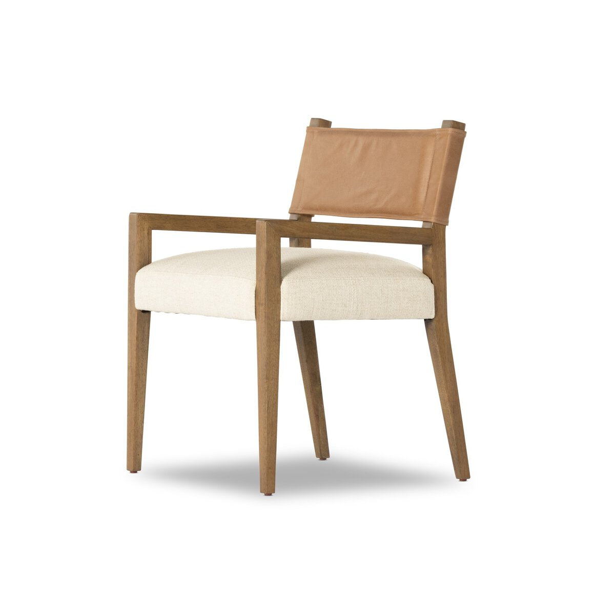 Ferris Cuero Top / Lino Crema Descansa-Brazos Silla de Comedor