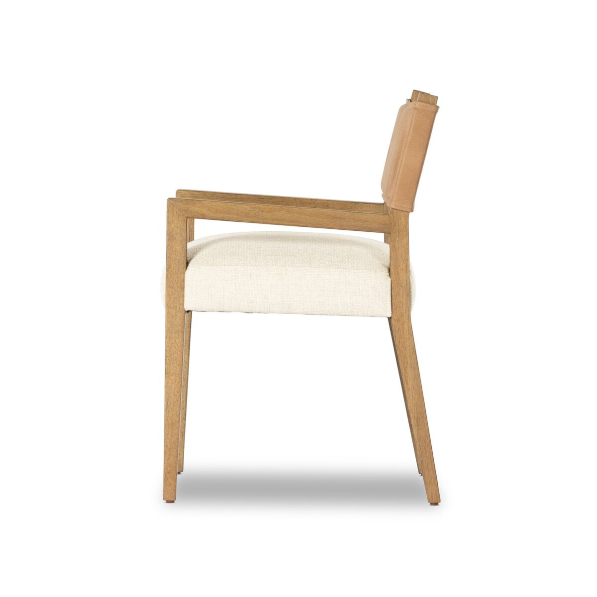 Ferris Cuero Top / Lino Crema Descansa-Brazos Silla de Comedor