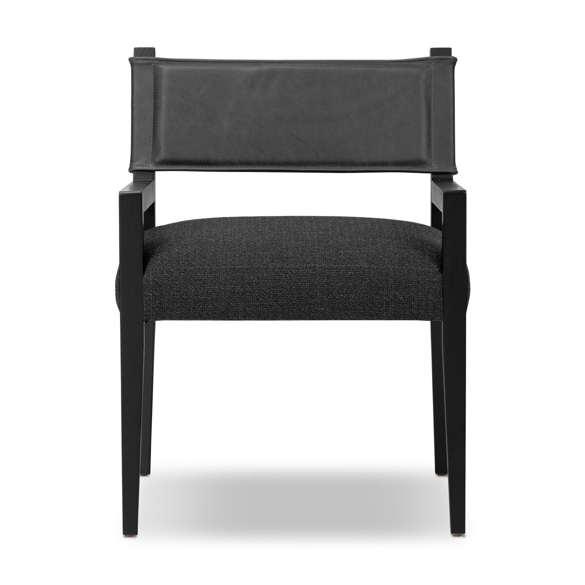 Ferris Cuero Top / Lino Negro Descansa-Brazos Silla de Comedor