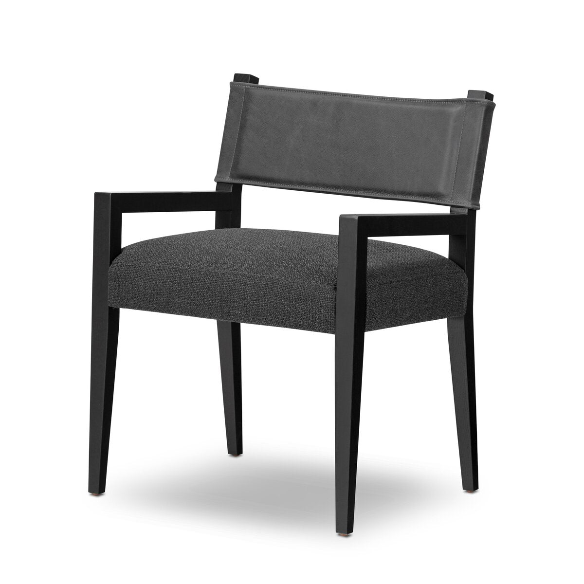 Ferris Cuero Top / Lino Negro Descansa-Brazos Silla de Comedor
