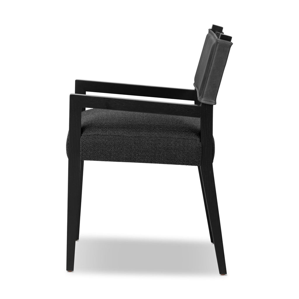 Ferris Cuero Top / Lino Negro Descansa-Brazos Silla de Comedor