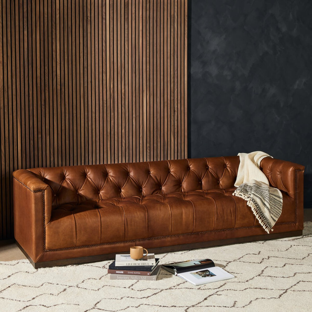 Maxx 95” Cuero Top Café Sofa