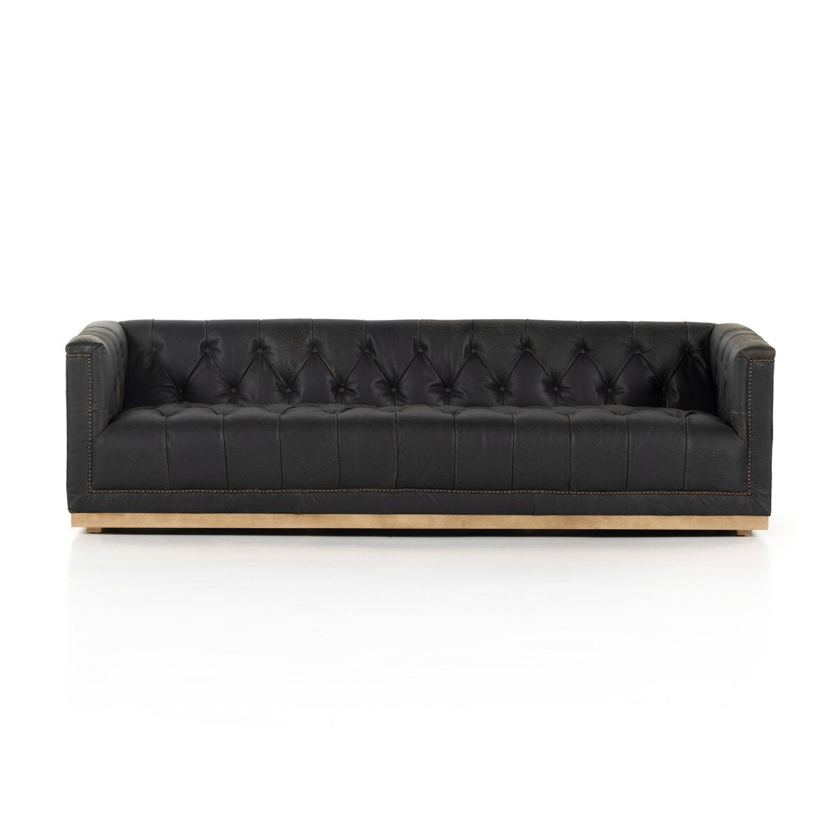 Maxx 95” Cuero Top Negro / Base Clara Sofa