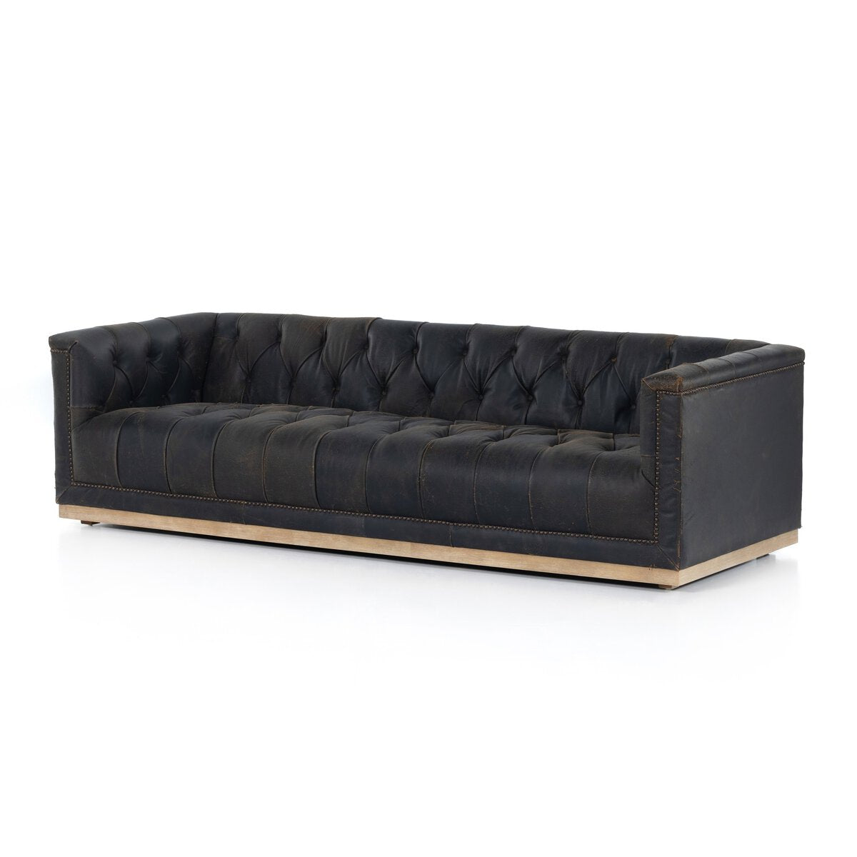 Maxx 95” Cuero Top Negro / Base Clara Sofa