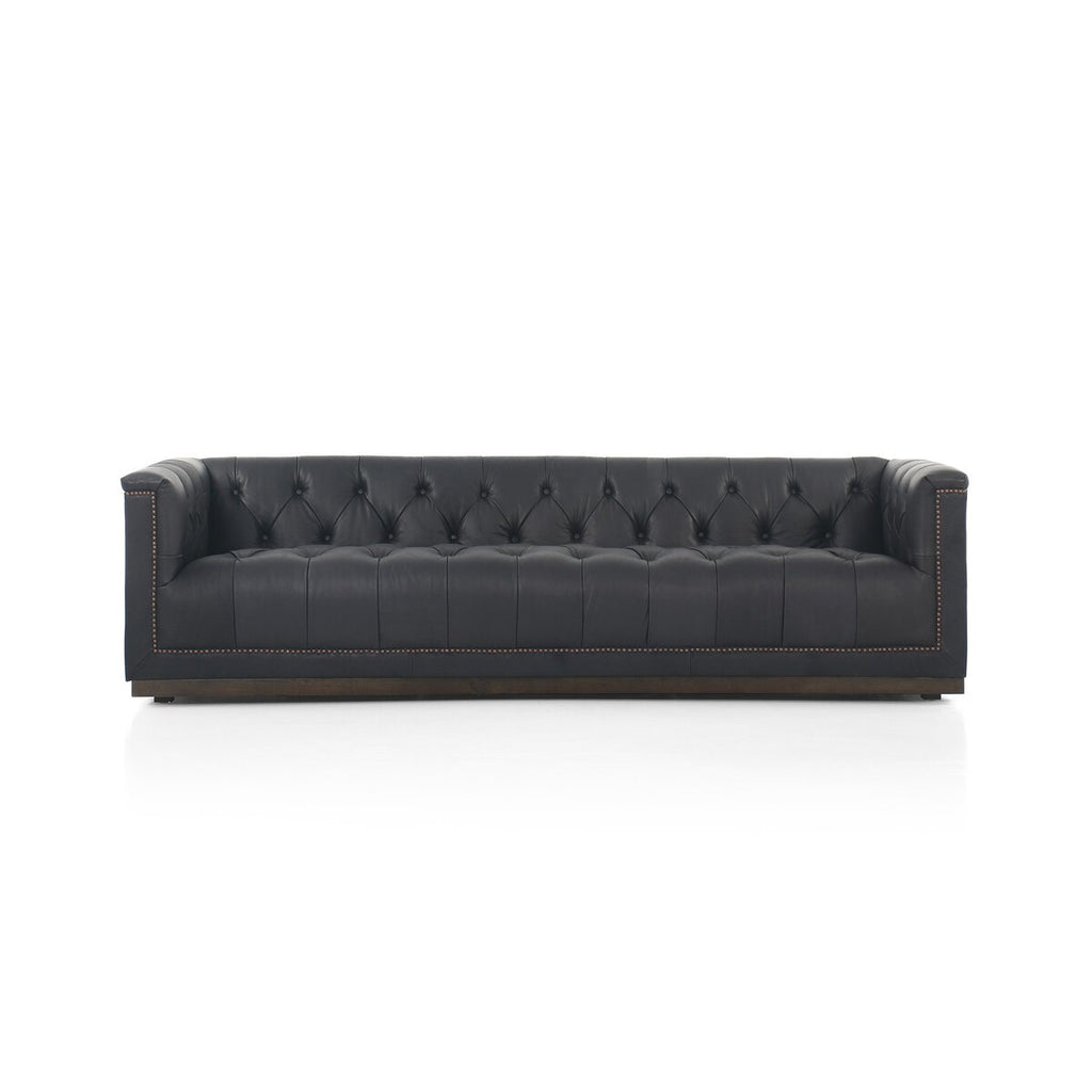 Maxx 95” Cuero Top Negro / Base Oscura Sofa