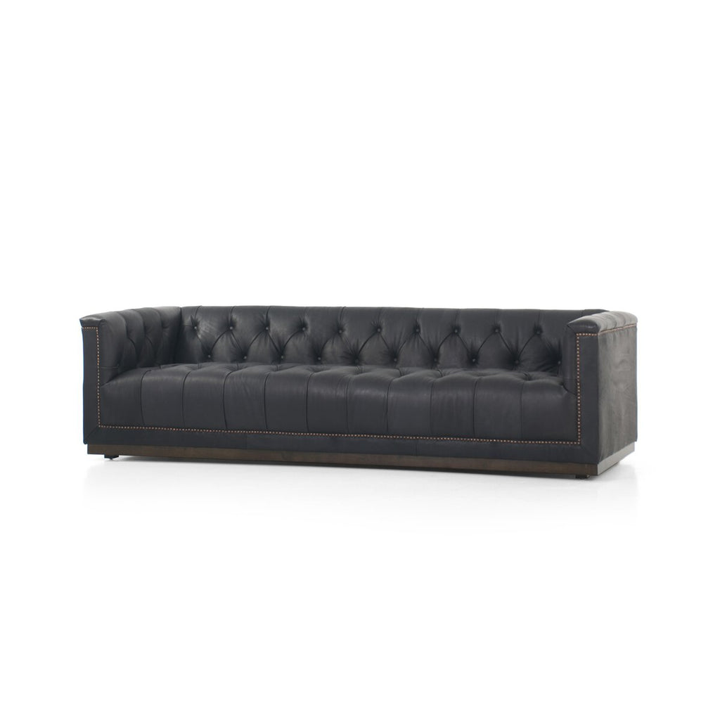 Maxx 95” Cuero Top Negro / Base Oscura Sofa