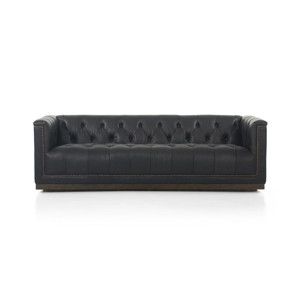 Maxx 86” Cuero Top Negro / Base Oscura Sofa