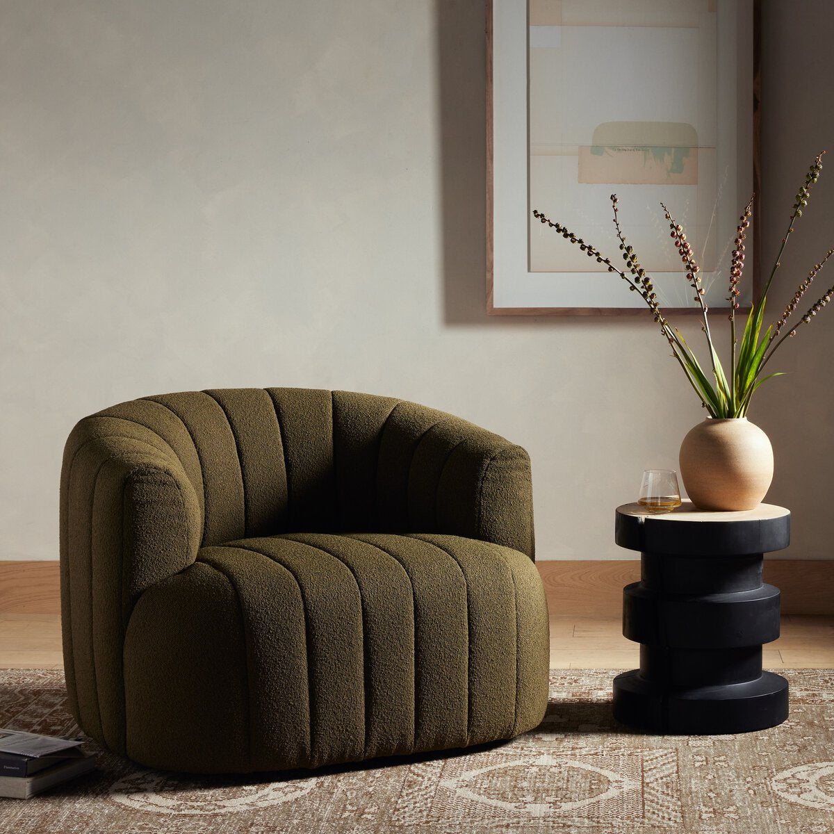Elliana Boucle Olivo Giratoria Silla de Acento