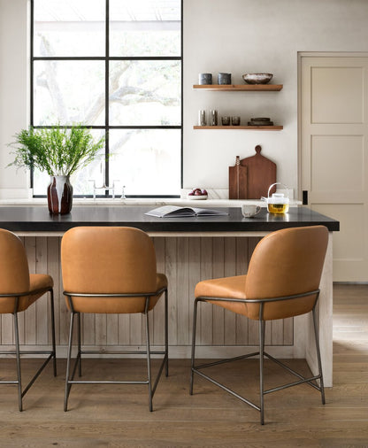 Astrud Cuero Sintetico Camel Bar Stool