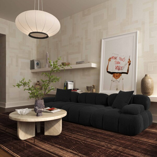 Calliope Shearling Negro Sofa Modular 3 piezas