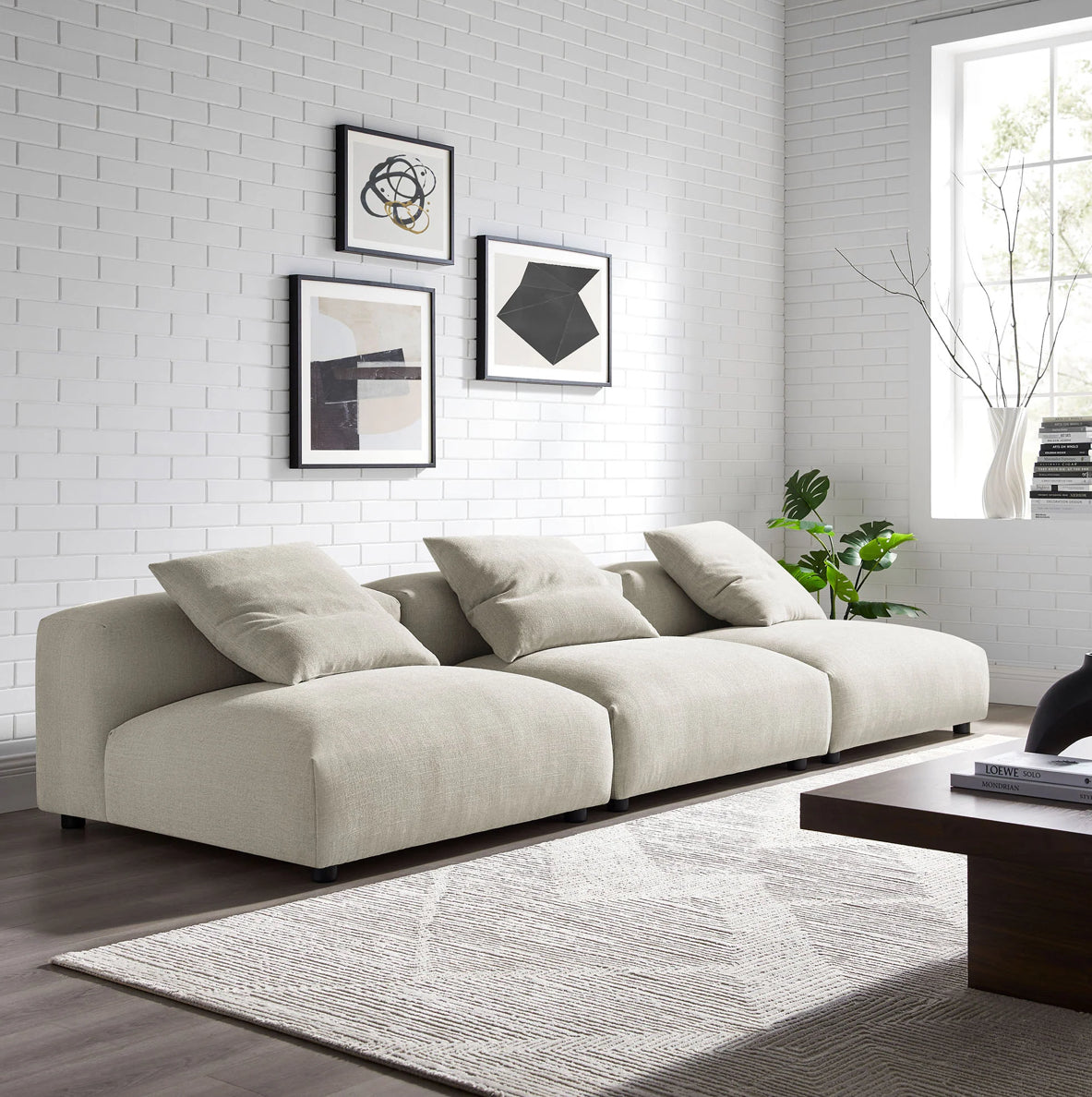 Solace Crema Sofa Modular 3 piezas