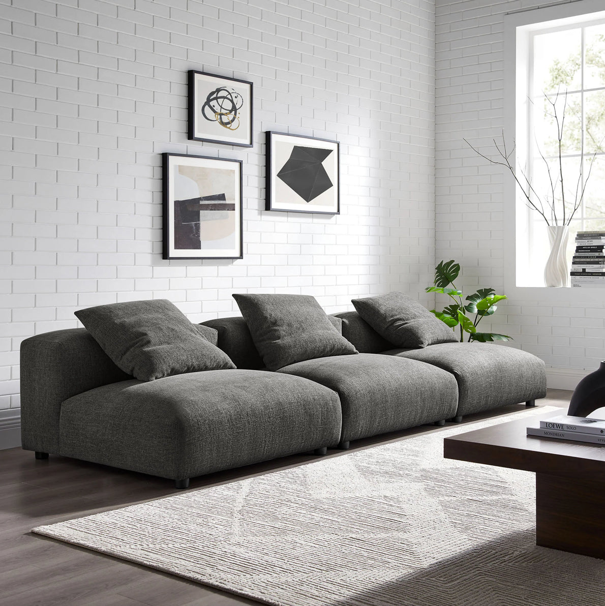 Solace Charcoal Sofa Modular 3 piezas