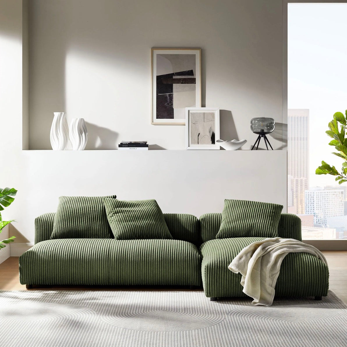 Solace Pana Verde Sofa Modular Seccional 2 piezas