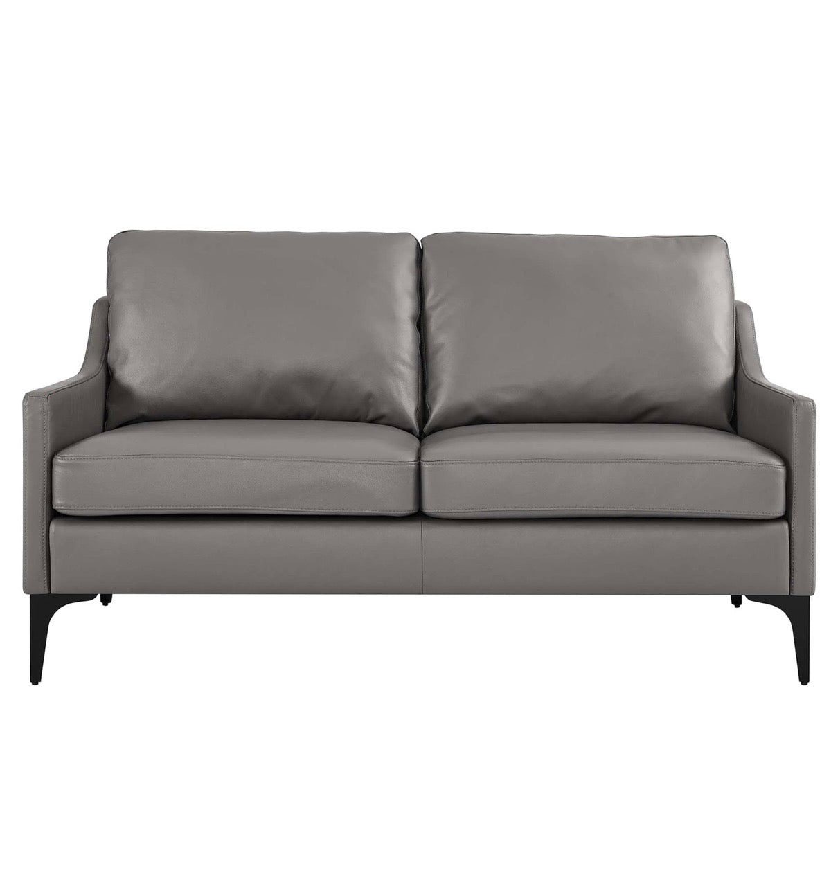 Corland Gris Cuero Loveseat